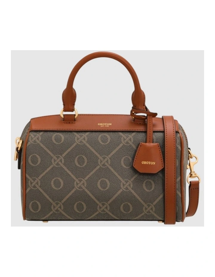 Harvey Signature Mini Barrel Bag in Black/Cognac image 1