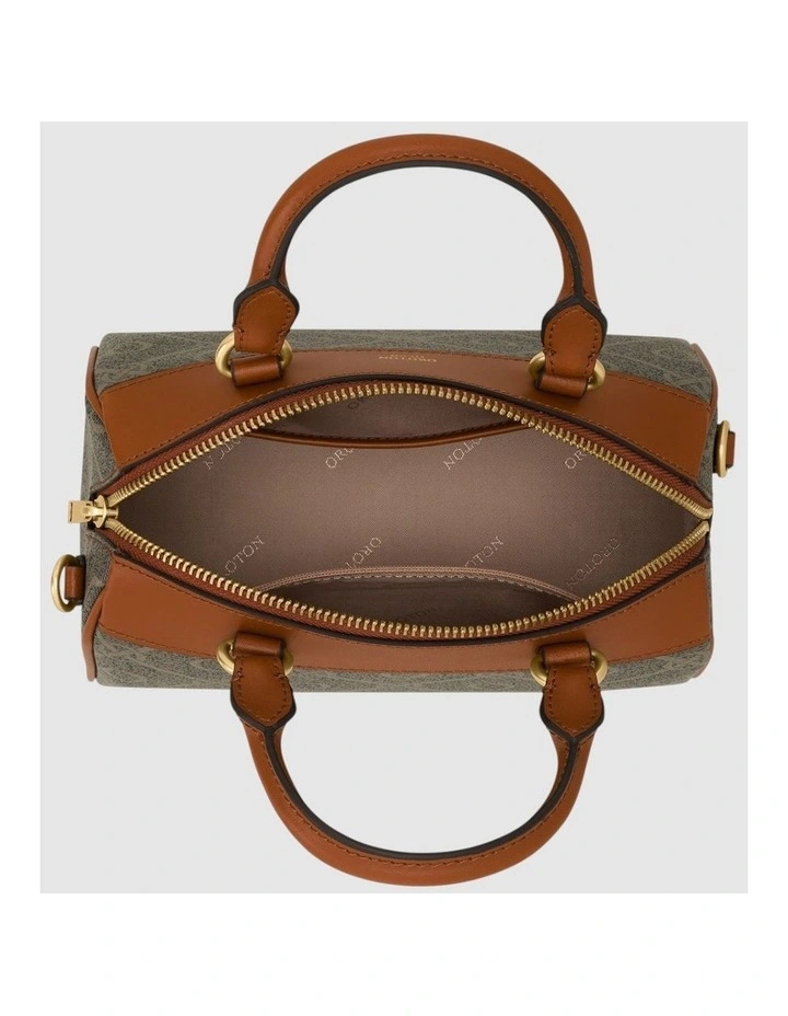 Harvey Signature Mini Barrel Bag in Black/Cognac image 3