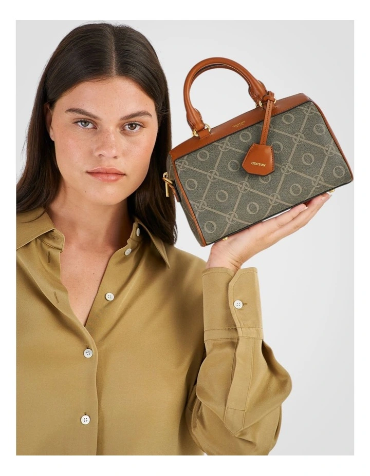 Harvey Signature Mini Barrel Bag in Black/Cognac image 5