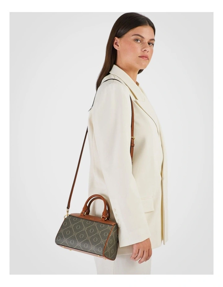 Harvey Signature Mini Barrel Bag in Black/Cognac image 6
