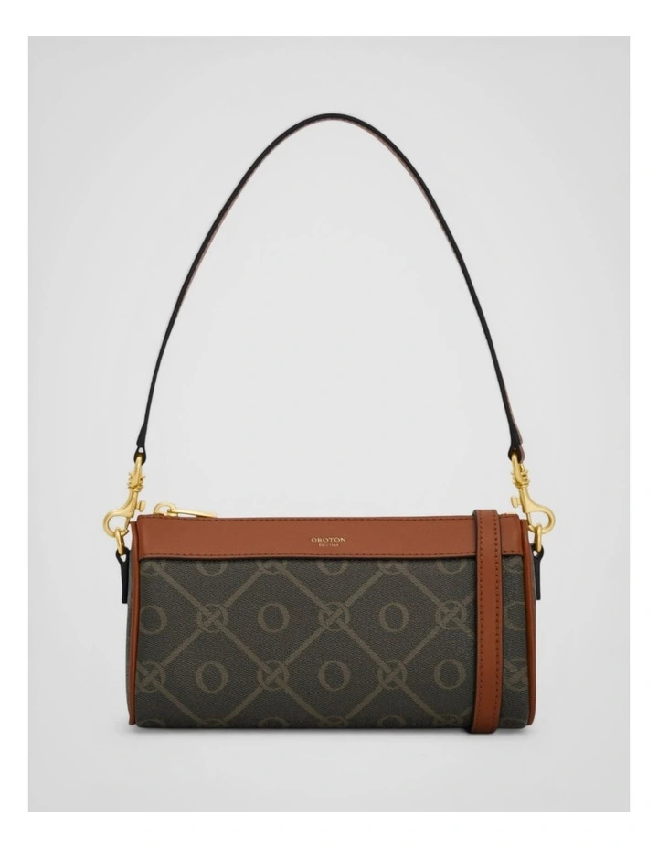 Harvey Signature Baguette Crossbody in Black/Cognac image 1