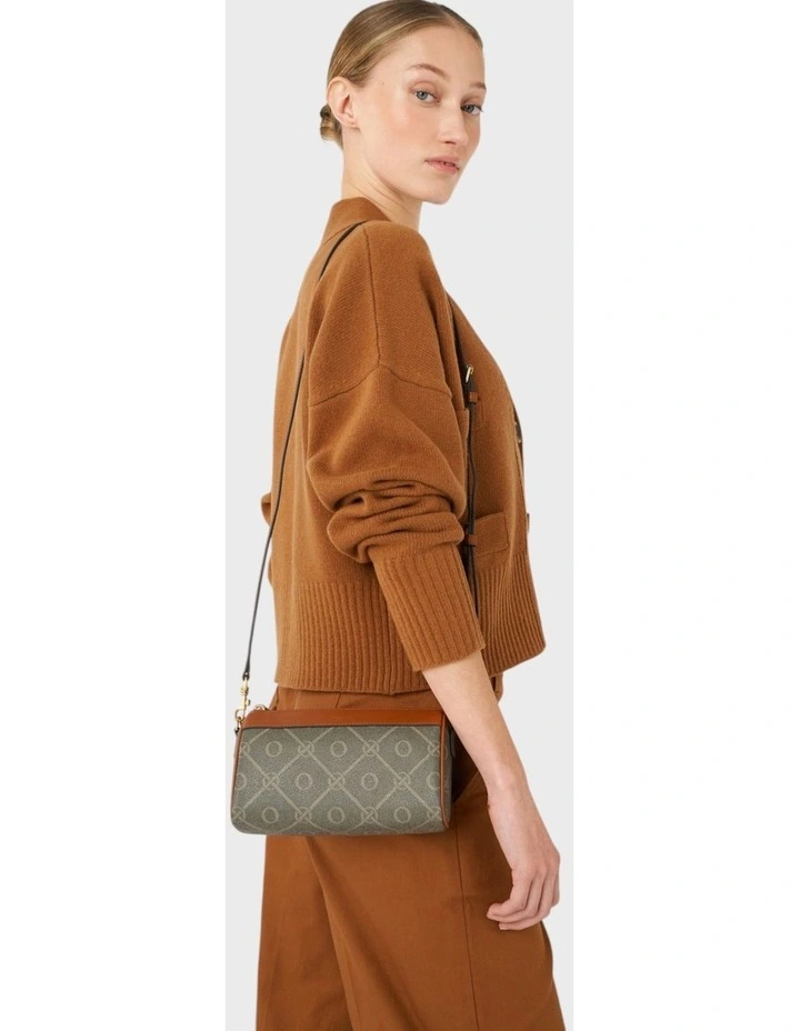 Harvey Signature Baguette Crossbody in Black/Cognac image 3