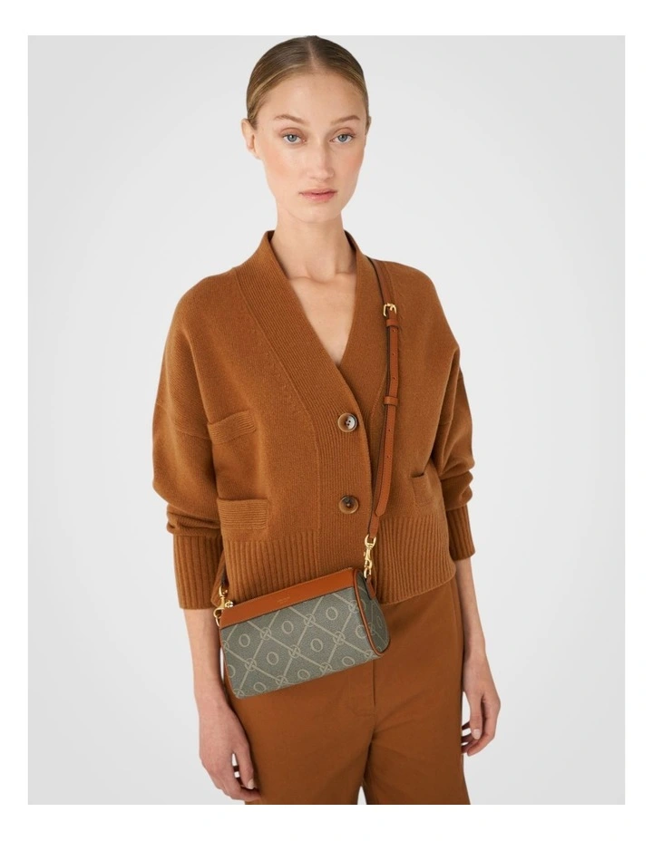 Harvey Signature Baguette Crossbody in Black/Cognac image 4