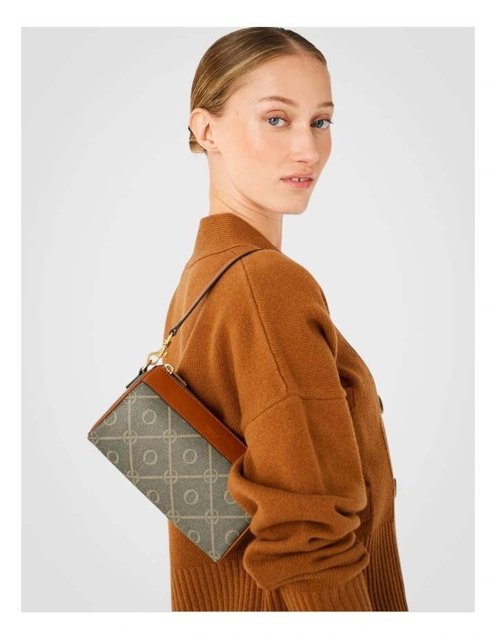 Harvey Signature Baguette Crossbody in Black/Cognac image 6
