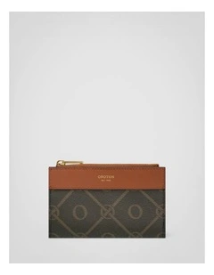 Harvey Signature 12 Credit Card Zip Wallet in Black/Cognac
