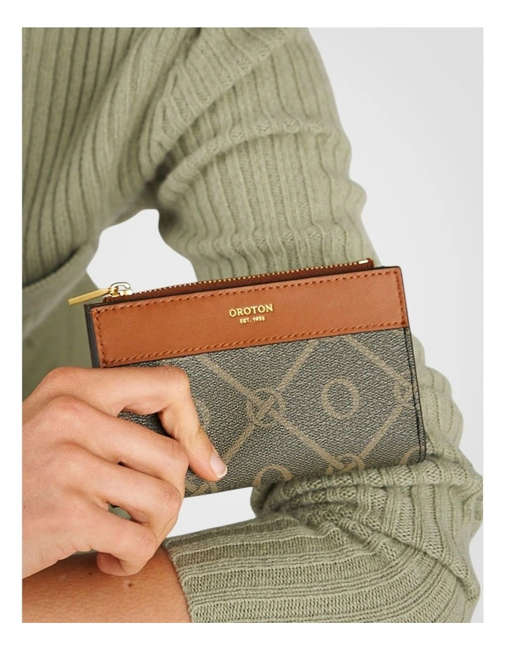 Harvey Signature 12 Credit Card Zip Wallet in Black/Cognac image 4