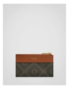 Harvey Signature Mini 4 Credit Card Zip Pouch in Black/Cognac