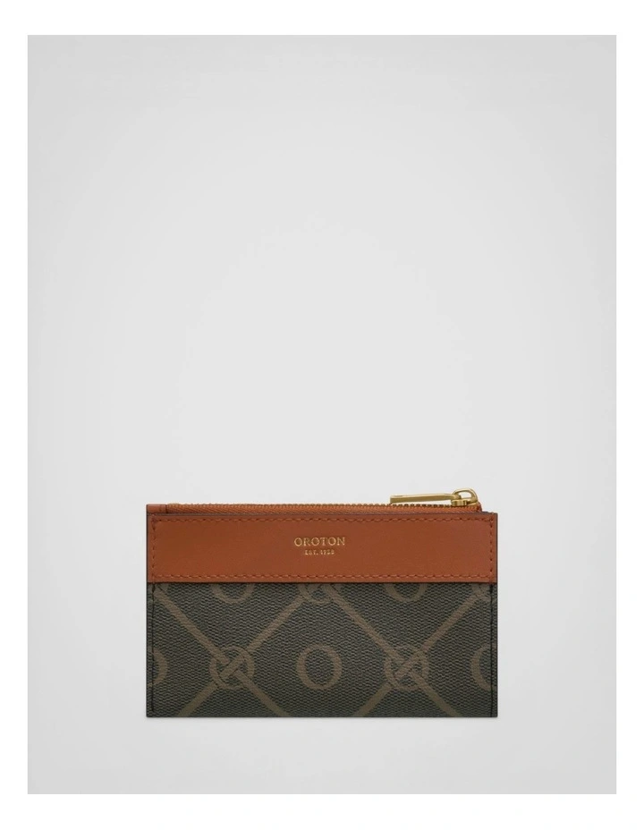 Harvey Signature Mini 4 Credit Card Zip Pouch in Black/Cognac image 1