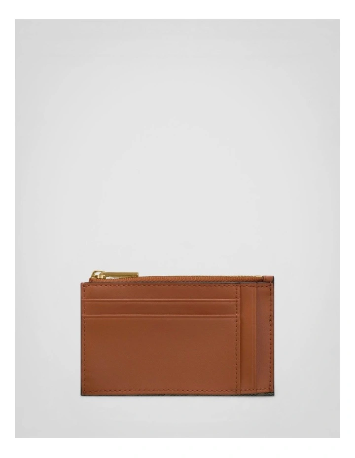 Harvey Signature Mini 4 Credit Card Zip Pouch in Black/Cognac image 2