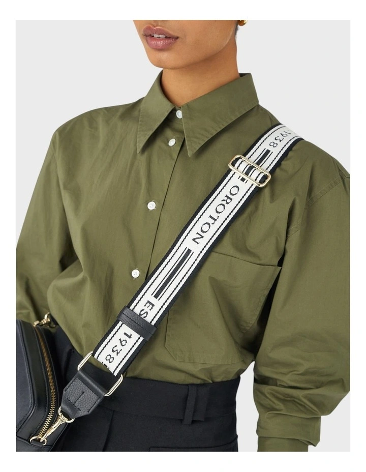 Heather Long Brass Webbing Strap in Black/Natural image 3