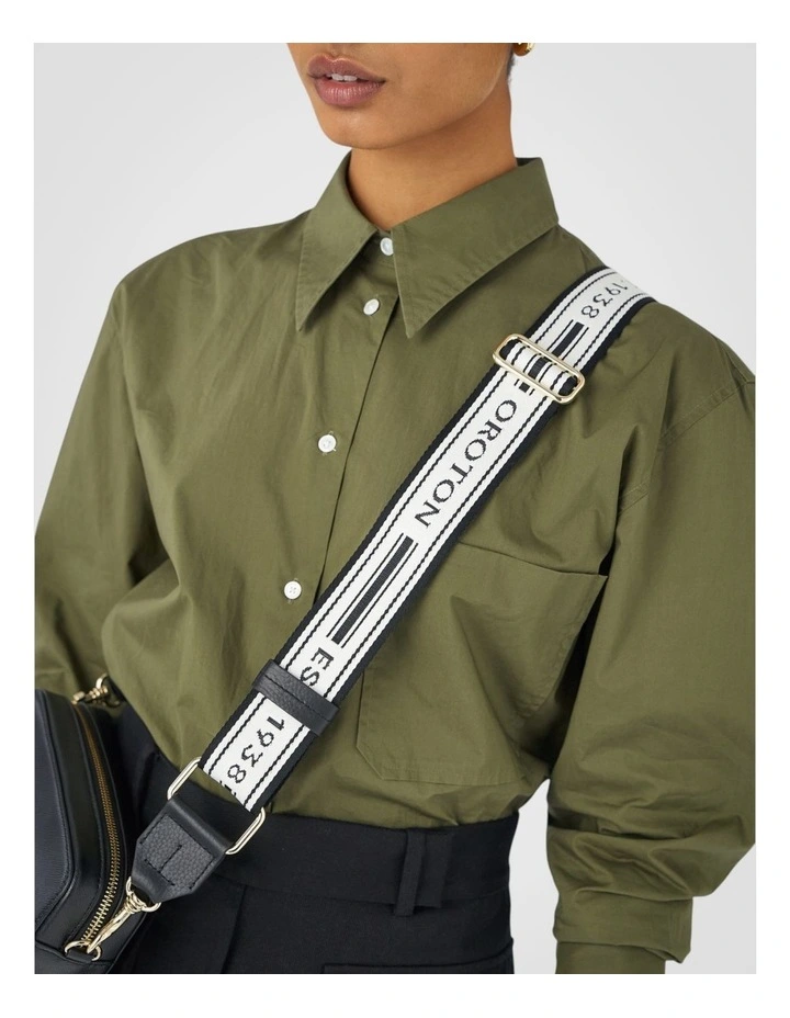 Heather Long Brass Webbing Strap in Black/Natural image 4