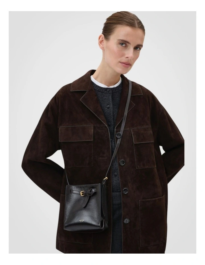 Margot Tiny Bucket Bag in Dark Chocolate image 4