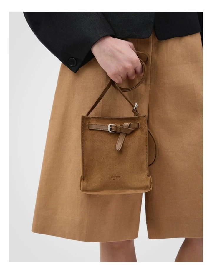 Margot Suede Tiny Bucket Bag in Teak image 5