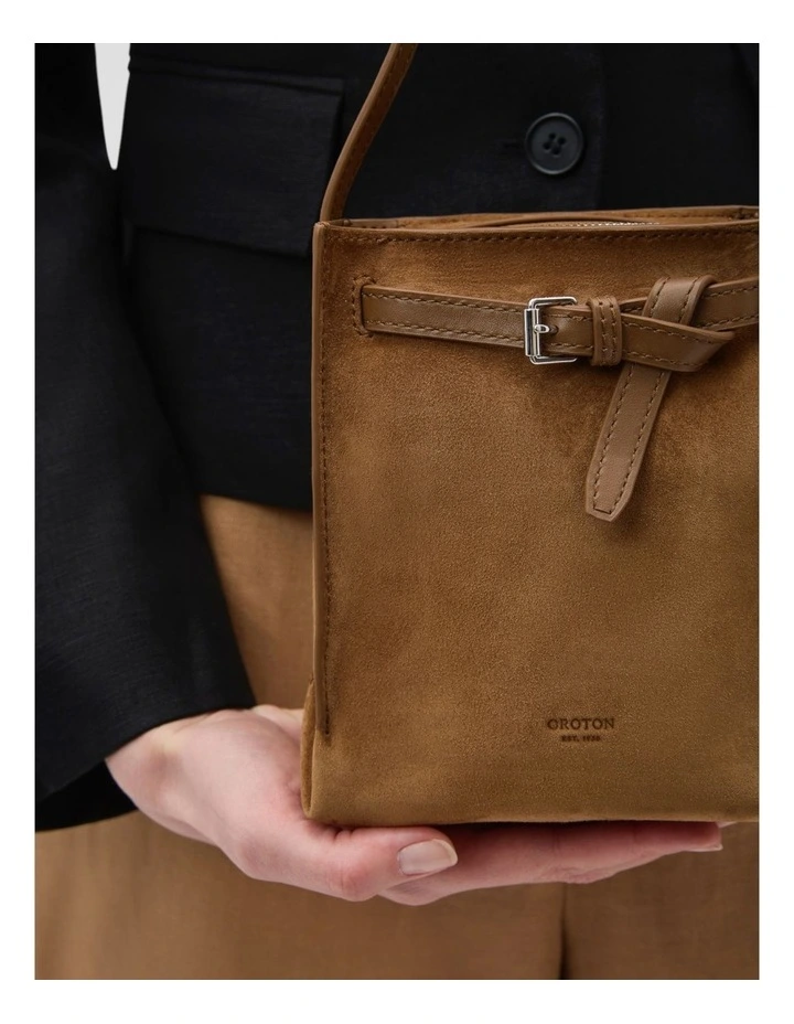 Margot Suede Tiny Bucket Bag in Teak image 6