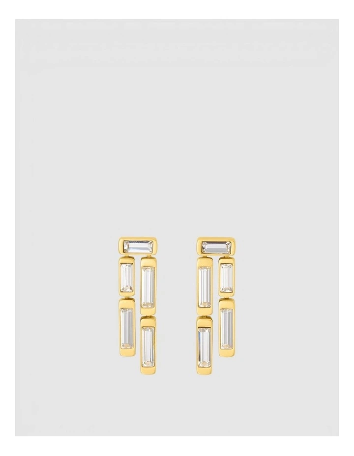 Eden Earrings in Clear/Worn Gold image 1