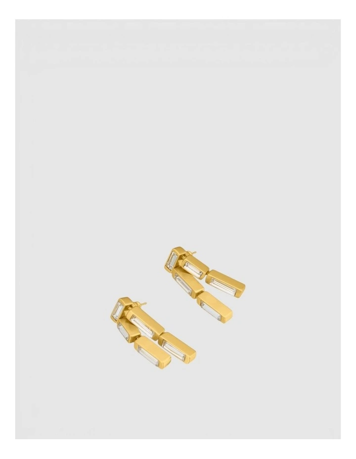 Eden Earrings in Clear/Worn Gold image 2