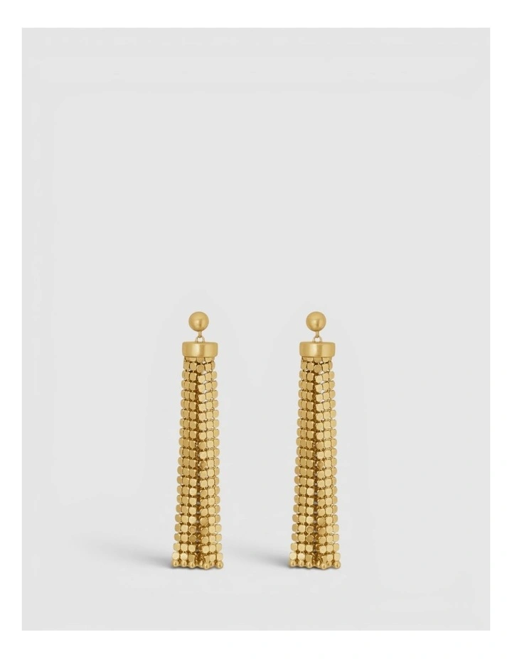 Mara Long Tassel Earrings in Worn Gold image 1