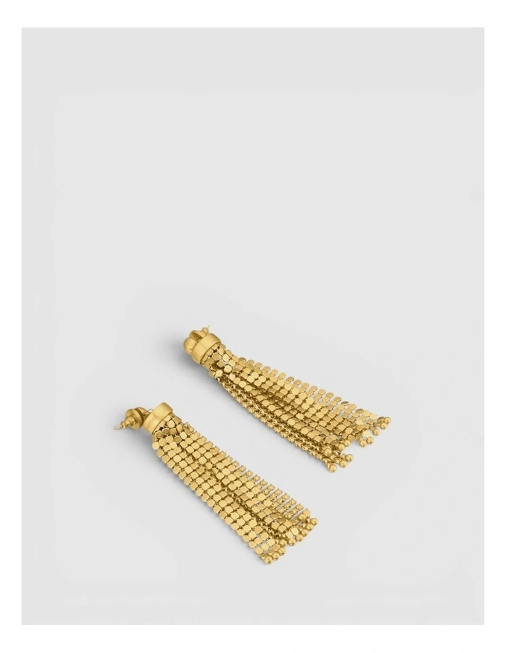 Mara Long Tassel Earrings in Worn Gold image 2
