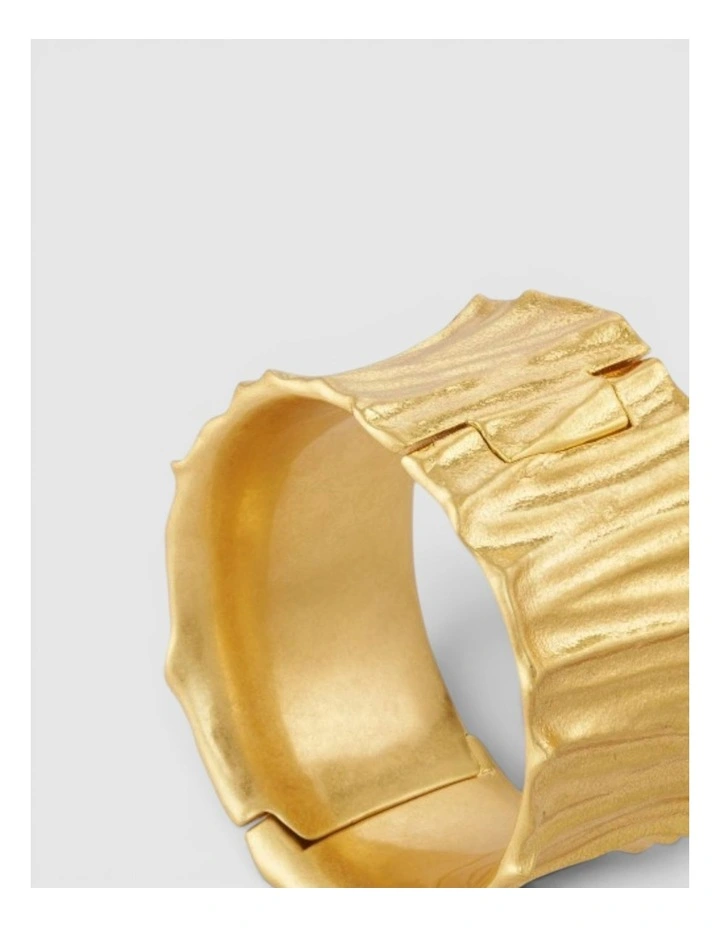 Coral Wide Cuff in Worn Gold image 2