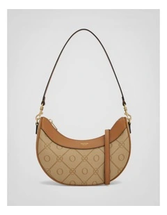 Harvey Signature Crescent Shoulder Bag in Stone/Tan