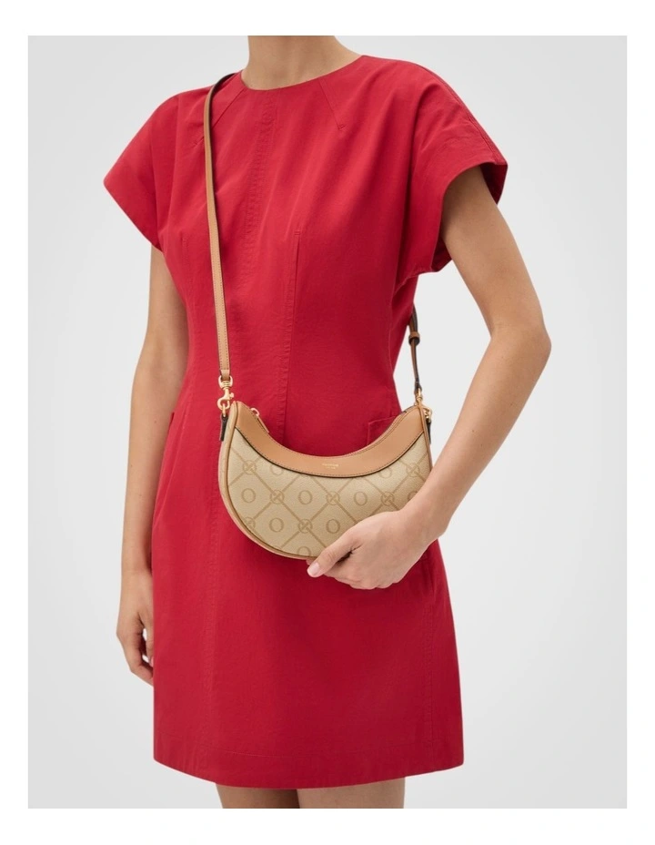 Harvey Signature Crescent Shoulder Bag in Stone/Tan image 4