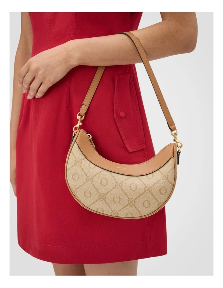 Harvey Signature Crescent Shoulder Bag in Stone/Tan image 5