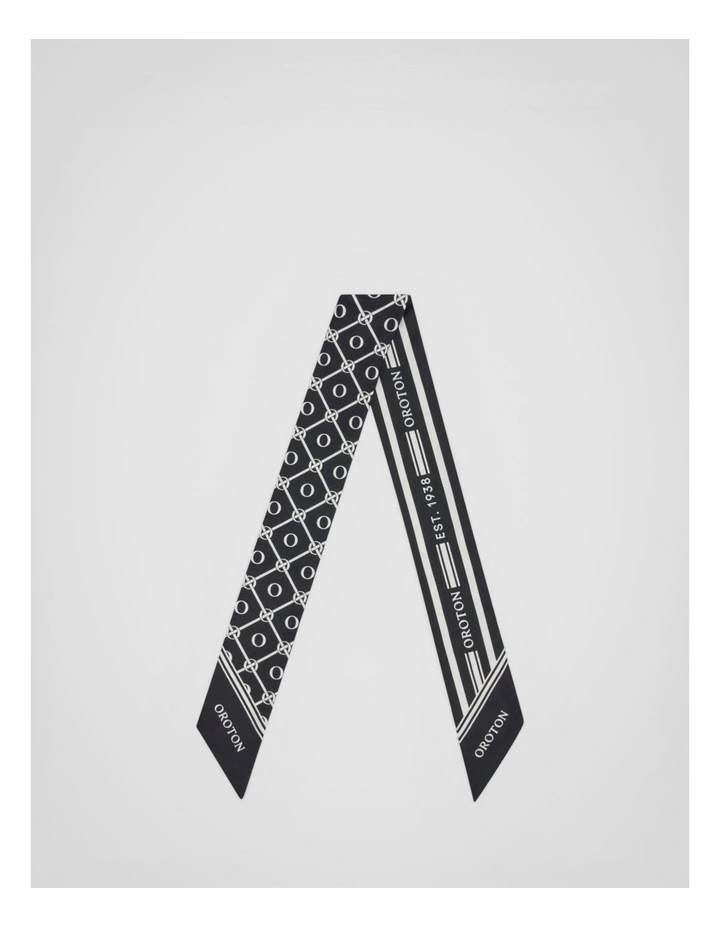 Eve Foulard Skinny Scarf in Black/Cream image 1