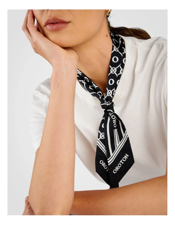 Eve Foulard Skinny Scarf in Black/Cream image 4
