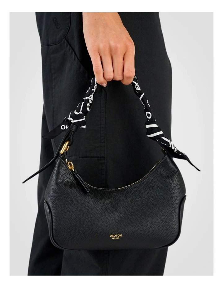 Eve Foulard Skinny Scarf in Black/Cream image 5