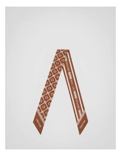 Eve Foulard Skinny Scarf in Cognac and Cream