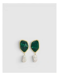 Cove Earrings in Helm Green/Worn Gold