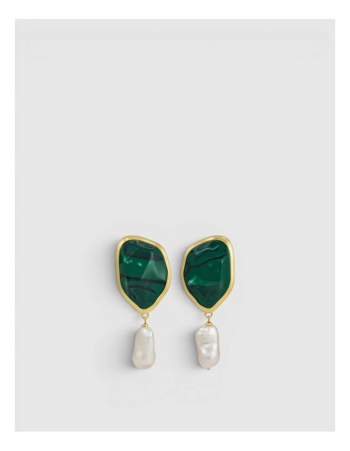 Cove Earrings in Helm Green/Worn Gold image 1