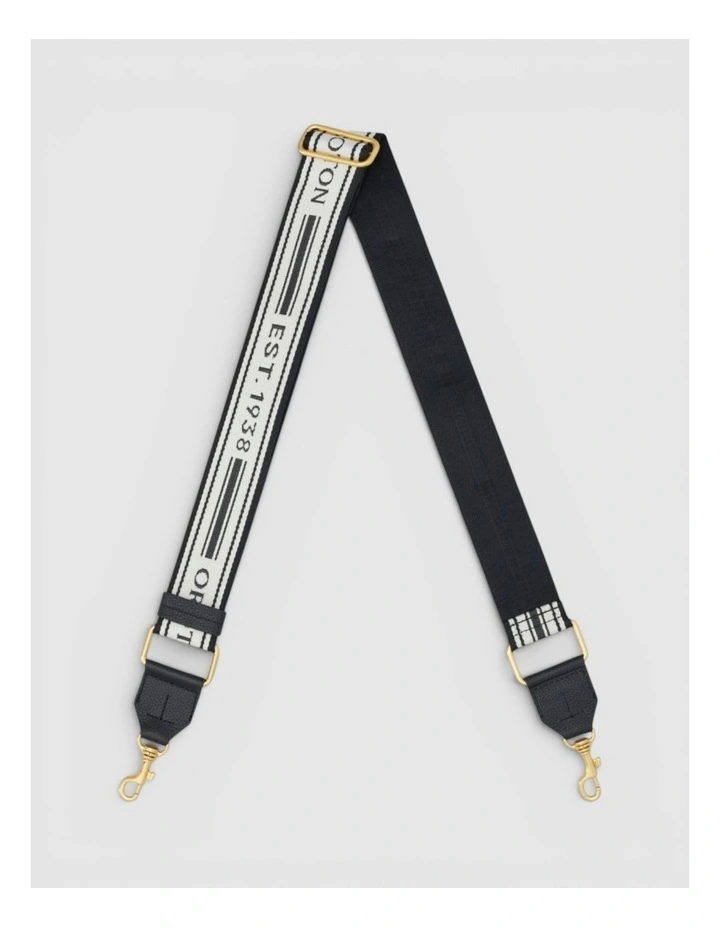 Heather Long Light Gold Webbing Strap in Black/Natural image 1