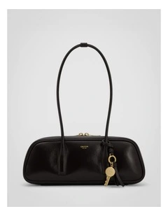 Louisa Crackle Shoulder Bag in Dark Chocolate