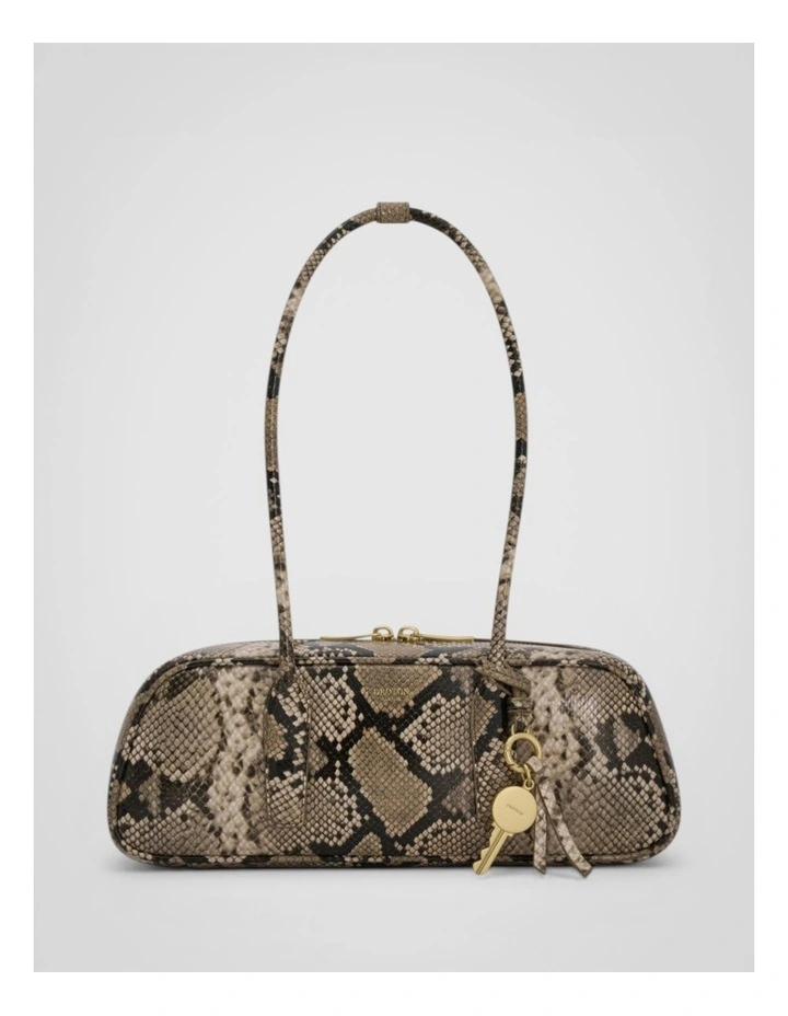 Louisa Texture Shoulder Bag in Taupe/Black image 1