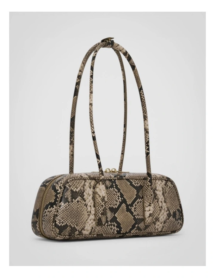 Louisa Texture Shoulder Bag in Taupe/Black image 2