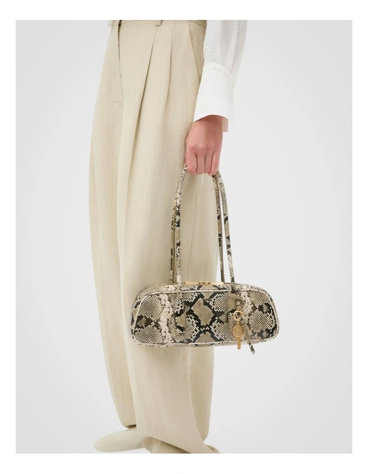 Louisa Texture Shoulder Bag in Taupe/Black image 4