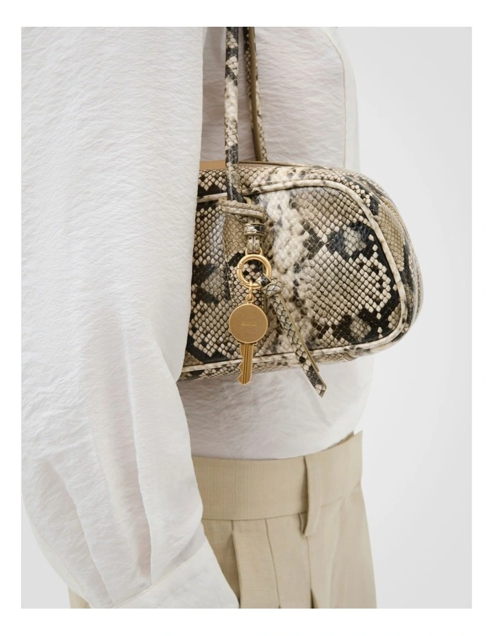 Louisa Texture Shoulder Bag in Taupe/Black image 5