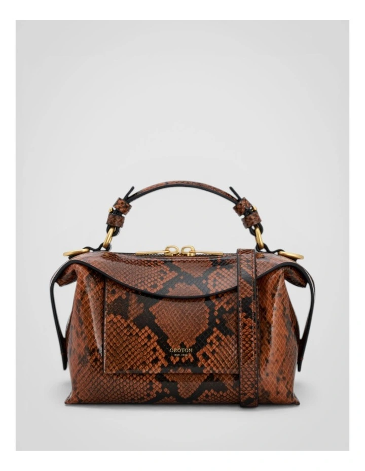 Mica Mini Bowler Crossbody Bag in Copper Snake image 1