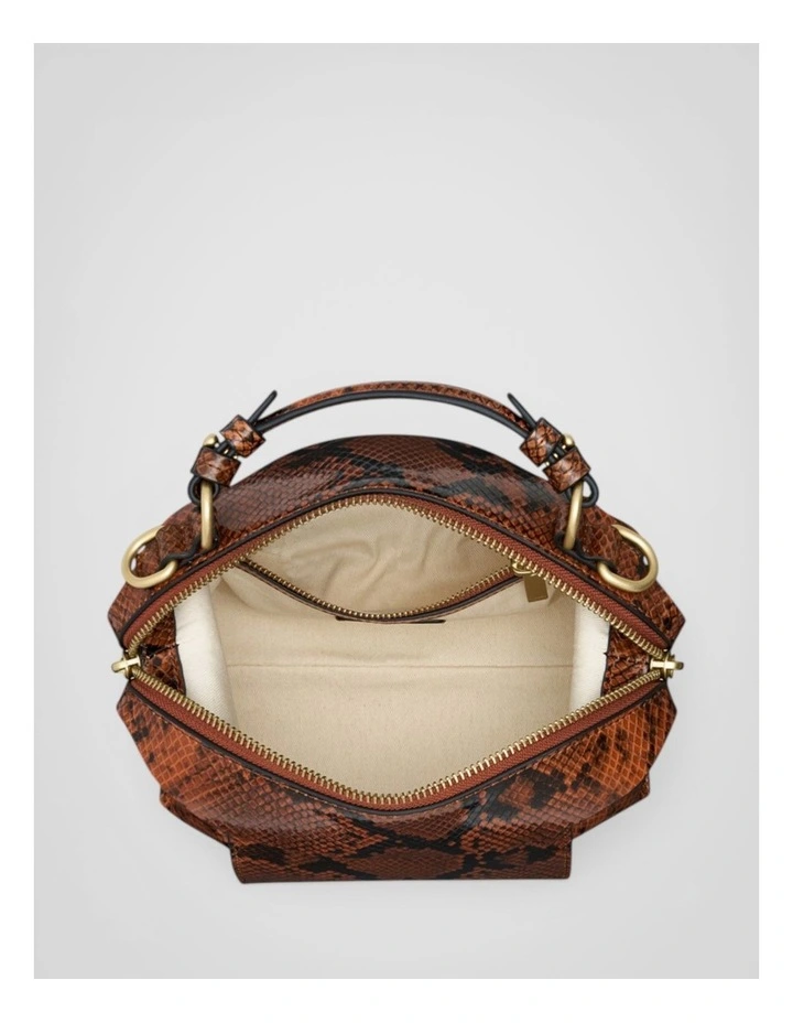 Mica Mini Bowler Crossbody Bag in Copper Snake image 3
