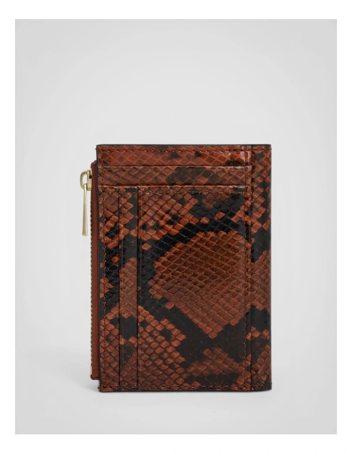 Mica Mini 10 Credit Card Zip Wallet in Copper Snake image 2