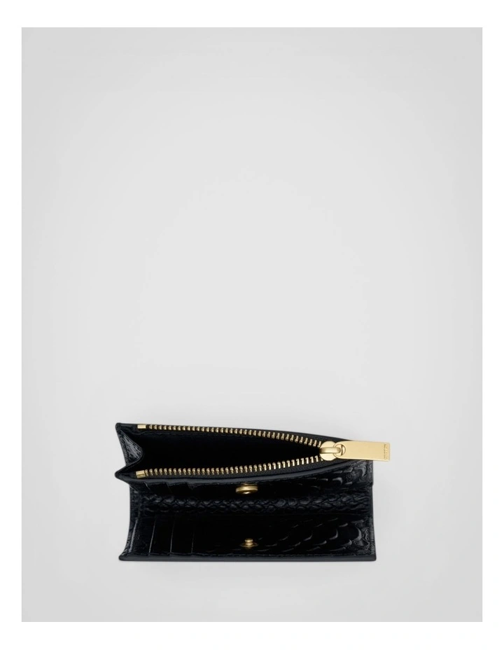 Mica Texture Mini 10 Credit Card Zip Wallet in Black Snake image 4