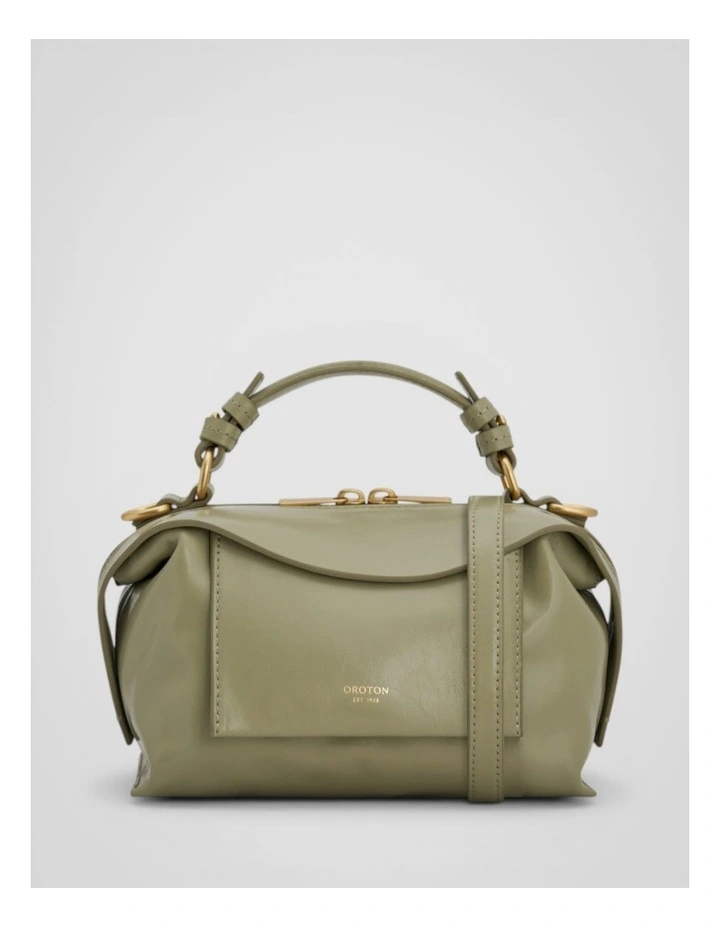 Mica Crackle Mini Bowler Crossbody Bag in Pistachio image 1