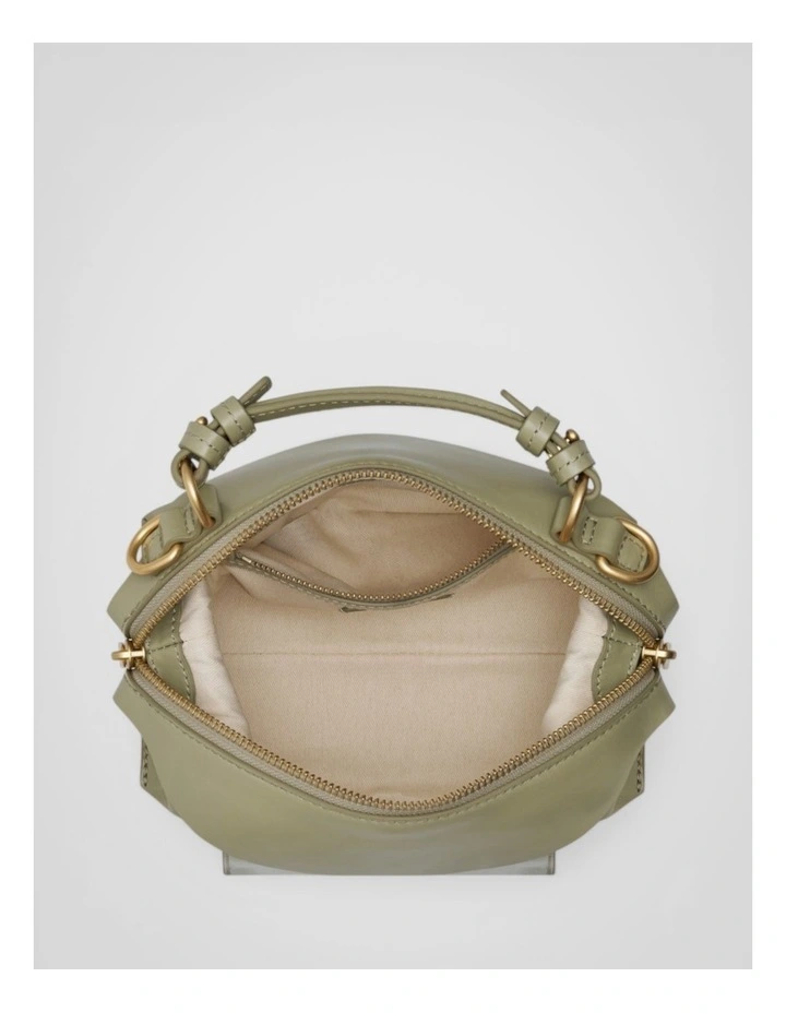 Mica Crackle Mini Bowler Crossbody Bag in Pistachio image 3