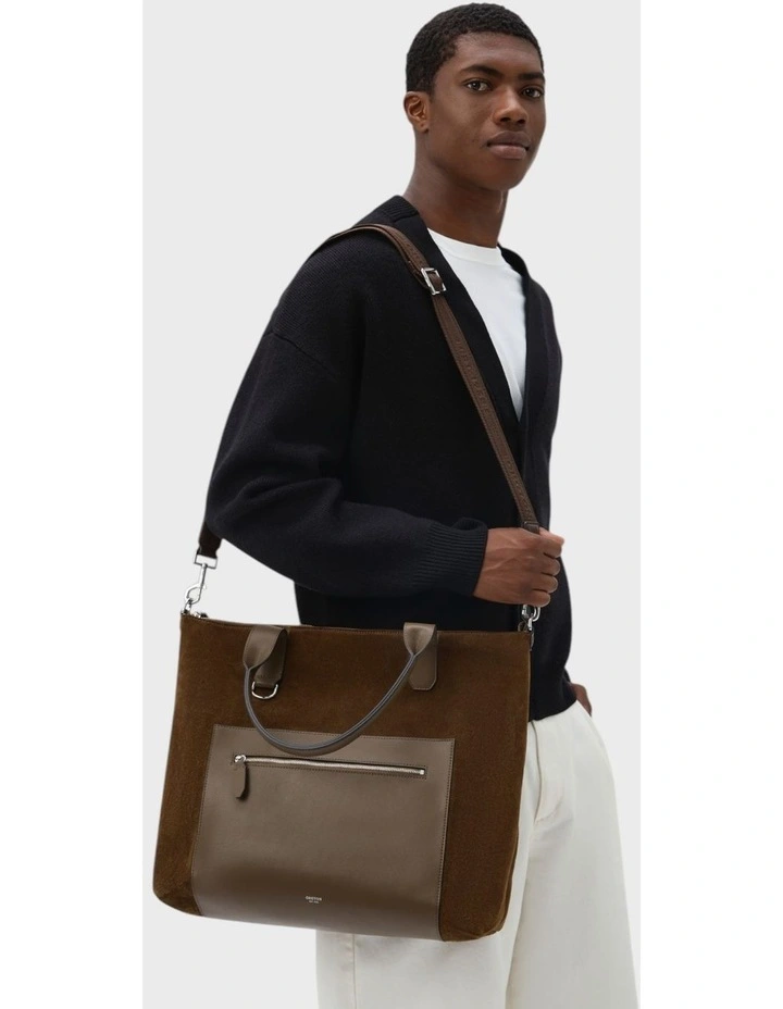 Paxton Suede Tote in Husk Brown image 4