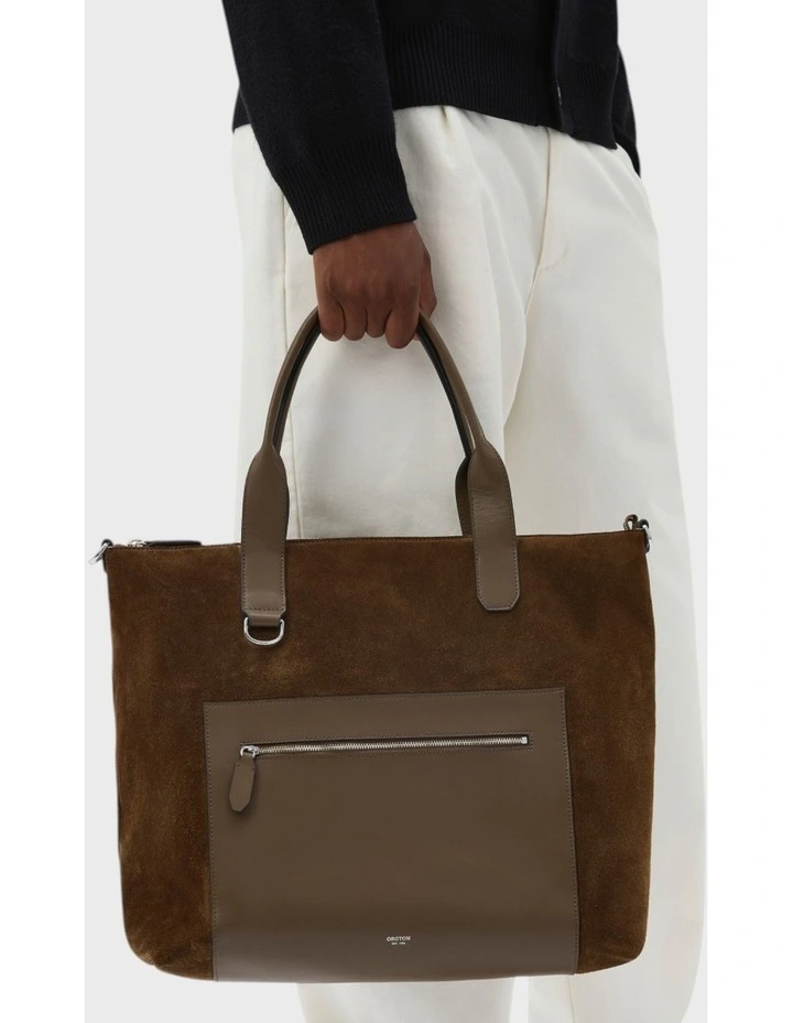 Paxton Suede Tote in Husk Brown image 5