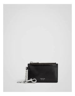 Jordan Crackle Zip Wallet Keyring in Dark Chocolate
