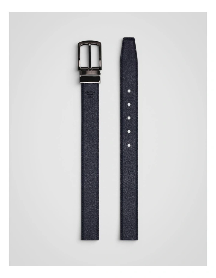Porter Saffiano Reversible Belt in Black/Dark Navy image 5