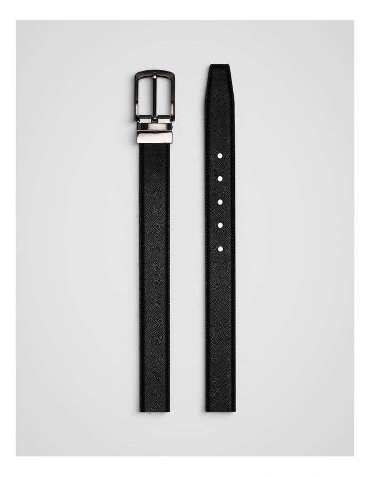 Porter Saffiano Reversible Belt in Black/Dark Navy image 6