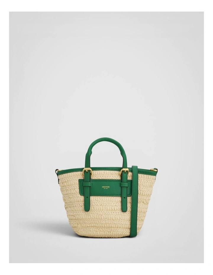 Camille Straw Small Tote in Natural/Crocodile image 1